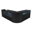 Black Gravity LED shop counter set featuring sleek, modern design with glass display sections and rounded edges for an elegant look