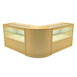 Maple LED shop counter set featuring a sleek, modern design with glass display areas and a smooth, polished finish