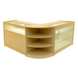 Maple LED shop counter set featuring a modern design with curved edges, glass display shelves, and ample storage space