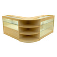 Maple LED shop counter set featuring a modern design with glass display shelves and a curved edge for an inviting retail space