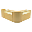 Luna LED shop counter set in maple finish, featuring a sleek, modern design with illuminated display areas and smooth surfaces