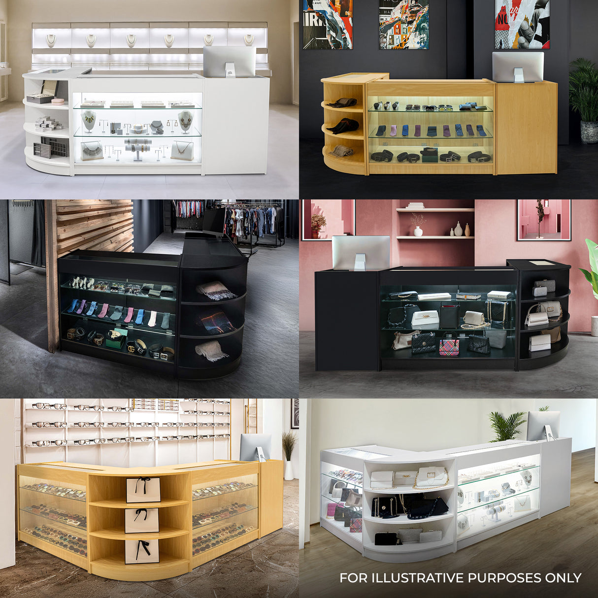 Luna LED Shop Counter Set CM60, TB60 & 2 x B1200 - Maple