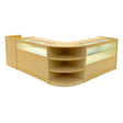 Maple LED shop counter set featuring a modern design with glass display sections and curved shelving for optimal product visibility
