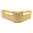 Luna LED shop counter set in light maple finish, featuring a sleek, modern design with illuminated display areas and smooth surfaces