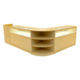 Maple wood LED shop counter set featuring a modern design with curved shelves and integrated lighting for enhanced display