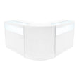Modern white LED shop counter set featuring a sleek, curved design with glass display sections, perfect for retail environments