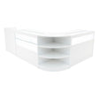 Stylish white LED shop counter set featuring curved design, glass display sections, and ample storage for an organized retail space