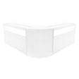 Sleek white Iris LED shop counter set featuring a modern design with smooth surfaces and illuminated display areas, ideal for retail use