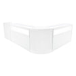 Sleek white Luna LED shop counter set featuring a modern design with smooth surfaces and integrated lighting for a stylish display