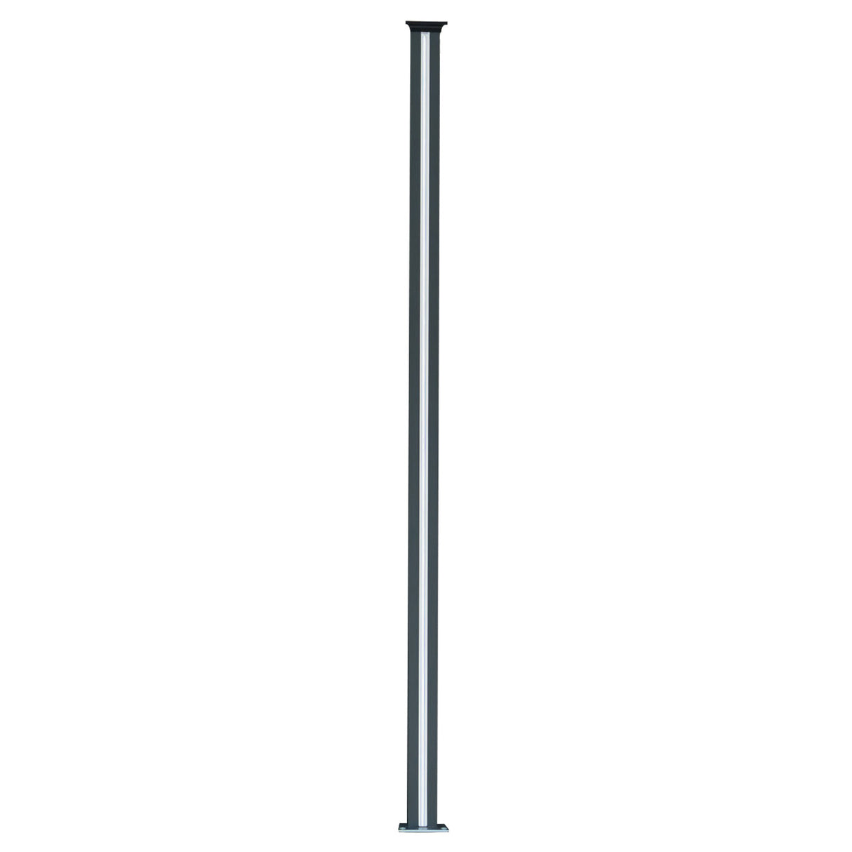 Tall grey LED post with a sleek design, featuring a smooth texture and modern aesthetic, ideal for enhancing outdoor spaces