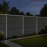 Composite Fence Panel x 4 & LED Posts x 5 - Grey