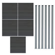 Grey composite fence panels and six sleek LED posts, showcasing a modern design with a textured finish for durability