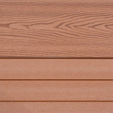 Brown composite fence panels with a textured wood grain finish, showcasing a smooth, durable surface ideal for outdoor use