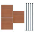 Brown composite fence panels with horizontal slats, accompanied by four sleek black LED posts for modern outdoor fencing solutions