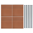 Brown composite fence panels with a textured finish, accompanied by five sleek LED posts in a dark color for modern outdoor decor