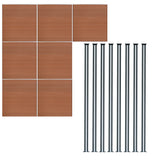 Composite Fence Panel x 7 & LED Posts x 8 - Brown