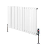 Sleek white oval single column radiator with polished chrome valves, measuring 600mm x 1020mm, featuring smooth vertical fins