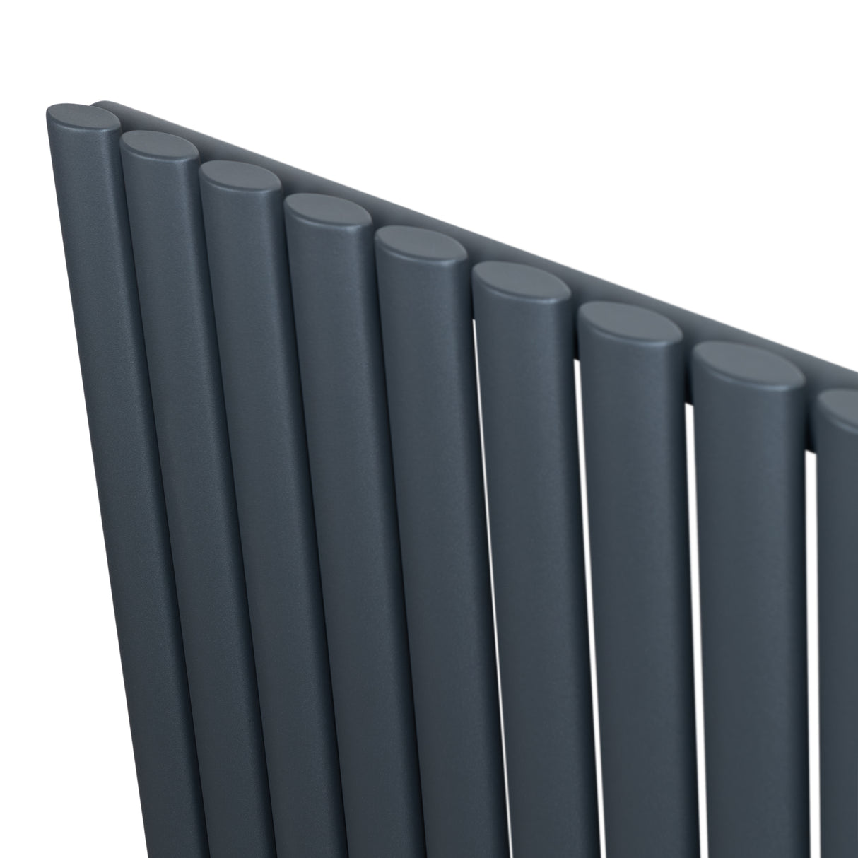 Anthracite grey oval single column radiator with smooth, rounded edges and a sleek, modern design, ideal for contemporary spaces