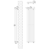 Anthracite grey oval single column radiator with dimensions 1600mm x 360mm, featuring sleek lines and a modern design