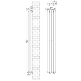 White oval single column radiator with dimensions 1800mm x 240mm, featuring sleek lines and a modern design, ideal for efficient heating