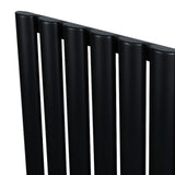 Sleek black oval single column radiator with smooth, matte finish and vertical tubes, designed for modern heating solutions