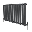 Flat single column radiator in anthracite grey, featuring sleek vertical slats and modern valves, ideal for contemporary spaces