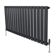 Flat single column radiator in anthracite grey, featuring sleek vertical slats and polished valves, ideal for modern interiors