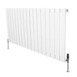Sleek white flat single column radiator with vertical slats and valves, measuring 600mm x 1190mm, ideal for modern interiors