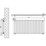 Flat single column radiator in anthracite grey, featuring vertical slats, sleek design, and precise dimensions of 600mm x 1400mm