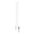 Sleek white flat single column radiator with valves, measuring 1600mm x 280mm, featuring a smooth, modern design and polished finish