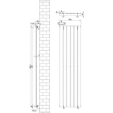 Flat white single column radiator with dimensions 1600mm x 420mm, featuring sleek lines and a minimalist design suitable for modern interiors