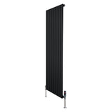Flat Single Column Radiator & Valves – 1600mm x 560mm – Black