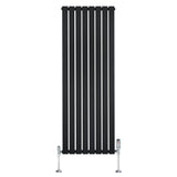 Flat Single Column Radiator & Valves – 1600mm x 560mm – Black