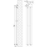 Flat white single column radiator measuring 1800mm x 280mm, featuring sleek lines and precise dimensions for modern interiors