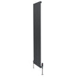 Tall anthracite grey flat single column radiator with sleek vertical lines and modern valves, ideal for contemporary interiors