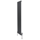 Tall anthracite grey flat single column radiator with sleek vertical lines and modern valves, ideal for contemporary interiors