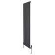 Tall anthracite grey flat single column radiator with sleek vertical lines and modern valves, ideal for contemporary interiors