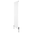 Sleek white flat single column radiator with vertical fins and modern valves, measuring 1800mm x 560mm, ideal for contemporary spaces