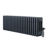 Traditional anthracite grey 4 column radiator with a sleek, textured surface and polished valve, measuring 300 x 1010mm