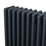 Anthracite grey traditional 4 column radiator with smooth, sleek surfaces and a modern design, ideal for heating spaces