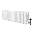 Traditional white 4 column radiator with a sleek, glossy finish and a chrome valve, measuring 300 x 1010mm, ideal for classic interiors