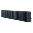 Traditional anthracite grey 4 column radiator, 300 x 1505mm, featuring a sleek, textured finish and integrated valves for efficient heating