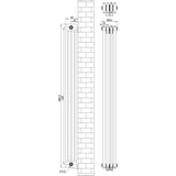 Traditional 4 column radiator in anthracite grey, measuring 1800 x 200mm, featuring sleek lines and modern valve fittings