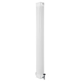 Traditional white 4 column radiator with a sleek vertical design, measuring 1800 x 200mm, featuring a valve at the base