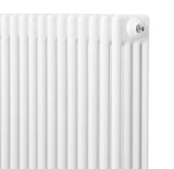 Traditional white 4 column radiator with a smooth, glossy finish and sleek vertical lines, measuring 1800 x 200mm