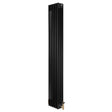 Traditional black 4 column radiator with a sleek vertical design, featuring brass valves for efficient heating in any space