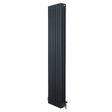Traditional 4 column radiator in anthracite grey, featuring a sleek vertical design with smooth, textured surface and chrome valves