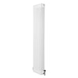 Traditional white 4 column radiator with a sleek vertical design, measuring 1800 x 380mm, featuring polished valves and a smooth finish