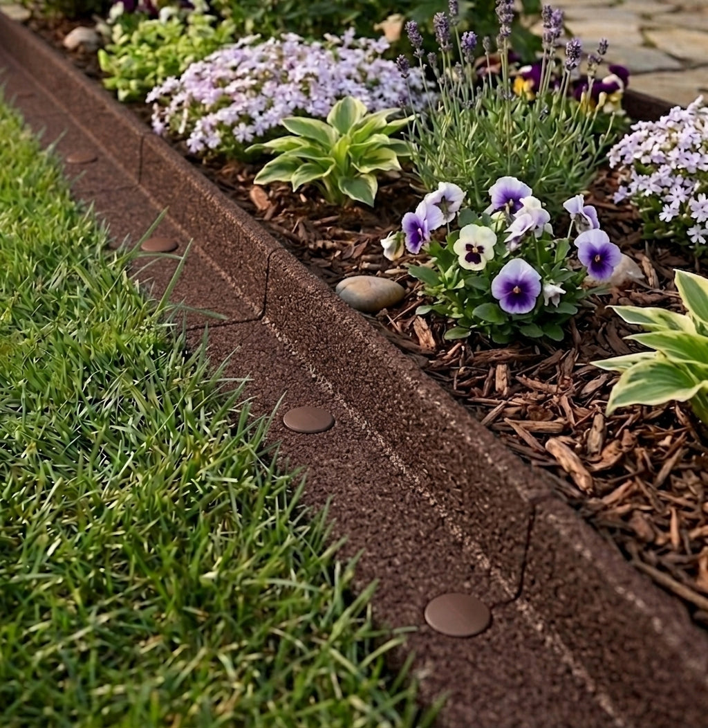 Flexible Lawn Edging 12 x 1.2m With Mallet - Brown