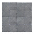 Vented grey garage floor tiles arranged in a square pattern, featuring a textured surface for enhanced grip and drainage
